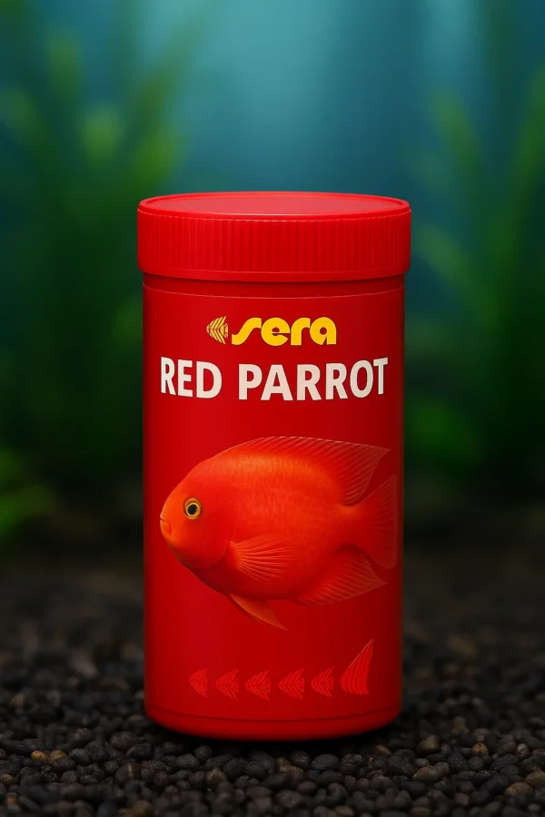 Sera Red Parrot granül yem kutusu, renk artırıcı balık yemi