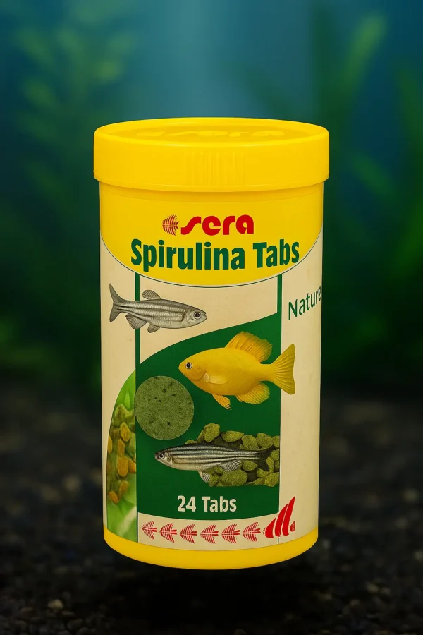 Sera Spirulina Tabs 24’lü bitkisel tablet yem kutusu, dip balıkları için uygundur
