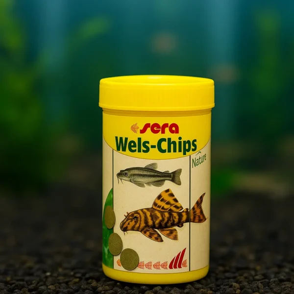 Dip balıklarına özel, batabilen yonga formda Sera Wels-Chips kutusu