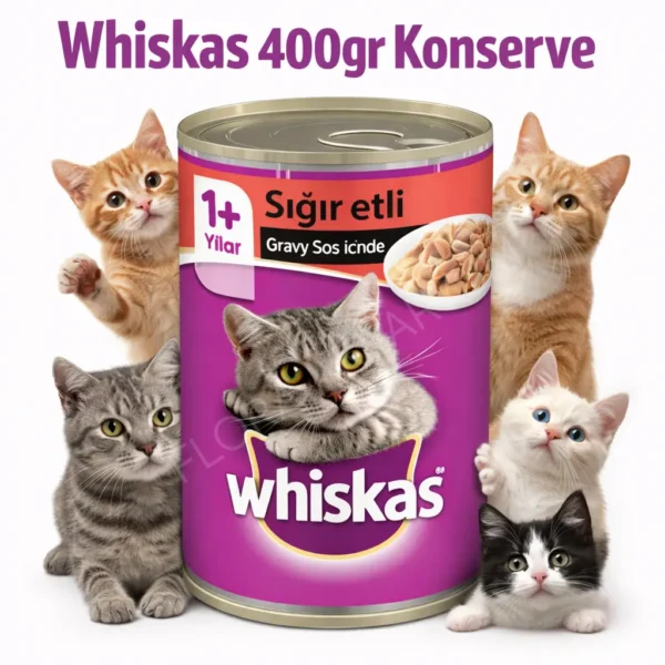 Whiskas sığır etli konserve kedi maması gravy sos içinde